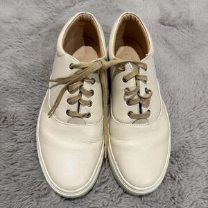 Nisolo Leather Sneakers oxford with Rubber Sole Size 8.5 Beige minimalist school